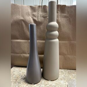 Elegant Gray and Tan Vases
